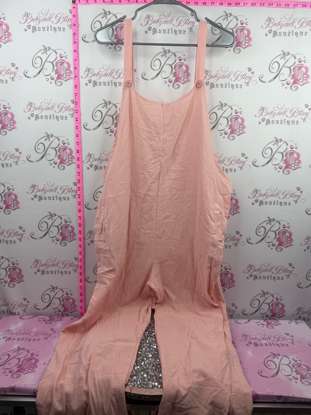 Jumper overalls style Women's Pink peach Sleeveless Romper Overalls